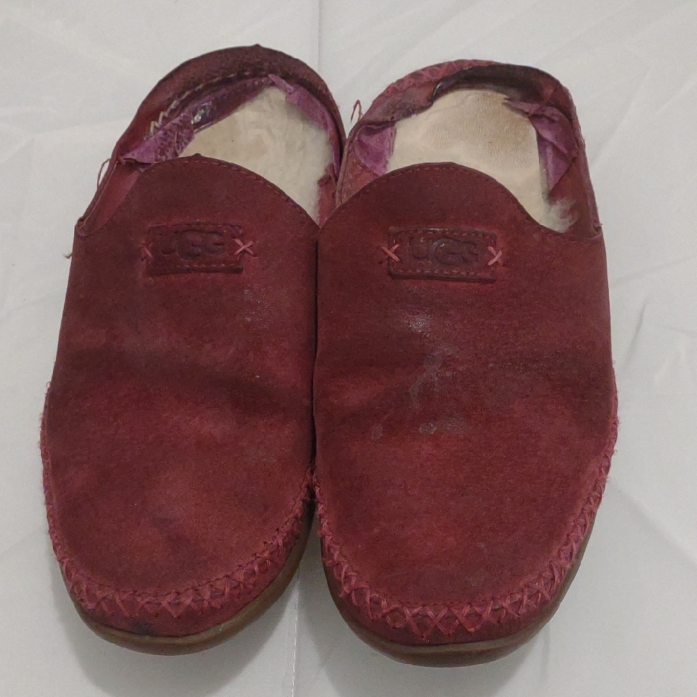 UGG Burgundy Suede Slip-Ons